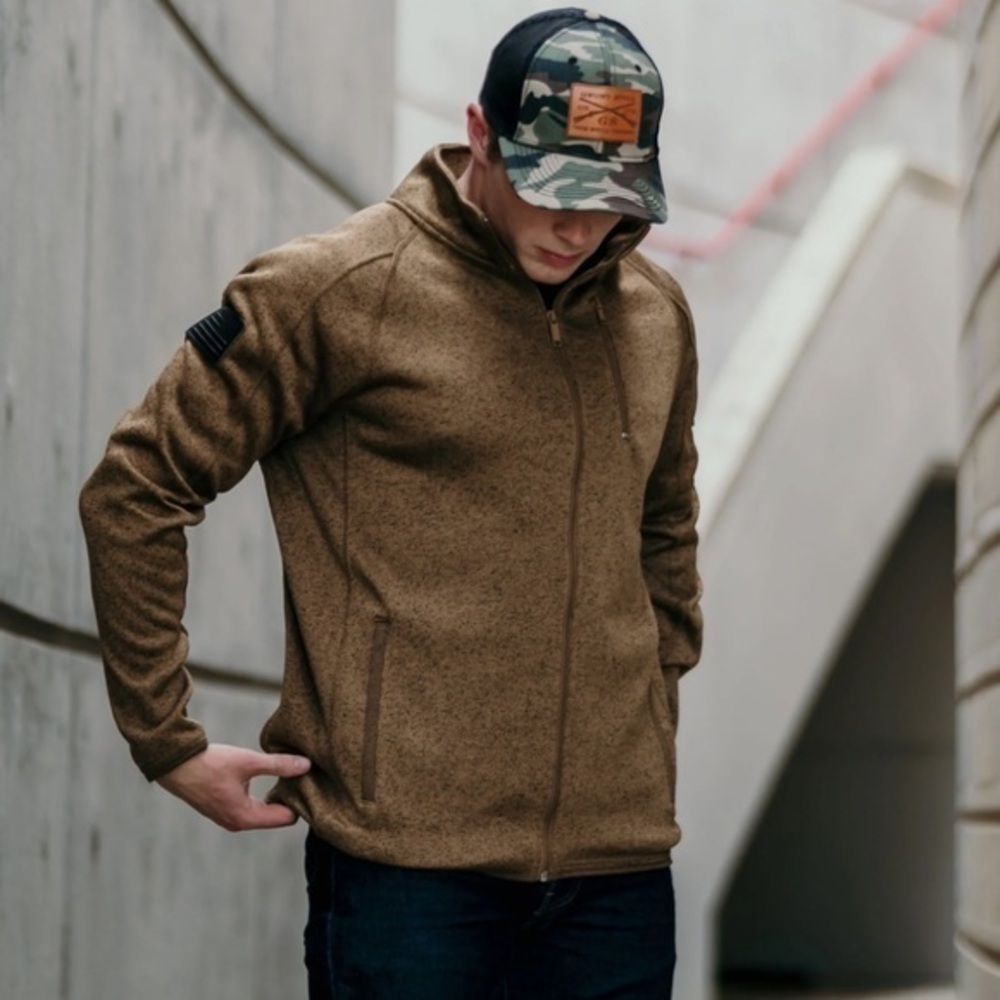 Grunt Style Full Zip Sweater Jacket Tan Brown Size Extra Large